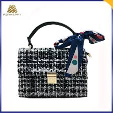 black & white Chex mix woolenbag