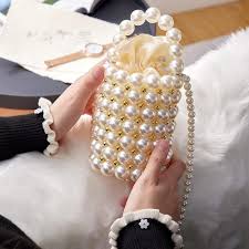 Off-White Round Pearl Beaded Bag
