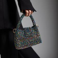 Black shine Crystal Beaded Bag