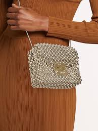 White Crystal Beaded Shoulder Bag